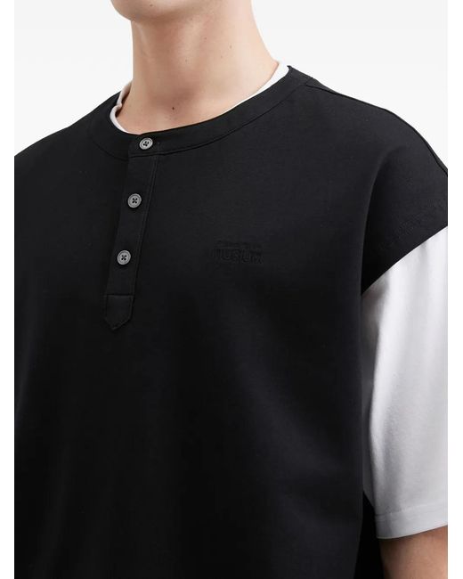 Musium Div. Black Button Layered T-Shirt for men