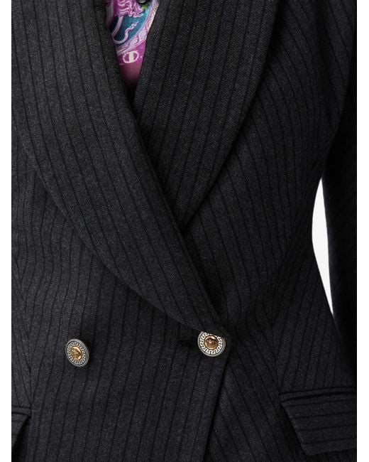 Versace Black Veste En Sergé De Laine À Fines Rayures