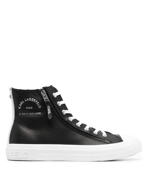 Karl Lagerfeld Black Side-zip High-top Sneakers for men