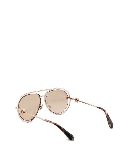 Roberto Cavalli Natural Engraved-Detail Pilot-Frame Sunglasses