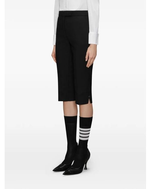 Thom Browne Black Hopsack Suiting Cropped Trousers