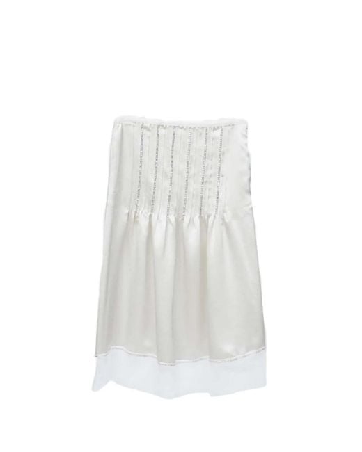 3.1 Phillip Lim White Jupe En Satin Ornée D'Incrustations De Cristal