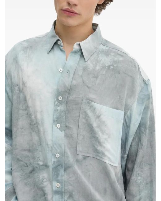 IRO Blue Tie-Dye Patch-Pocket Shirt for men