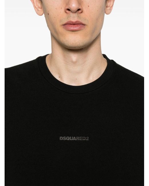 T-shirt en coton à logo texturé DSquared² pour homme en coloris Black