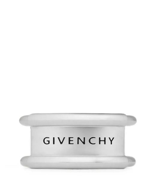 Givenchy White Logo-Engraved Open-Band Ring for men