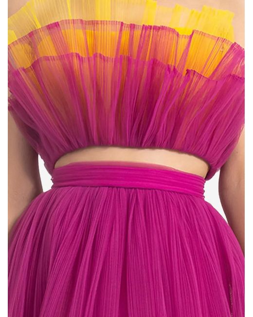 Gemy Maalouf Pink Ruffled Strapless Top