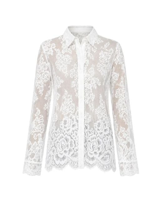 CISSA White The Classic Floral-Lace Shirt