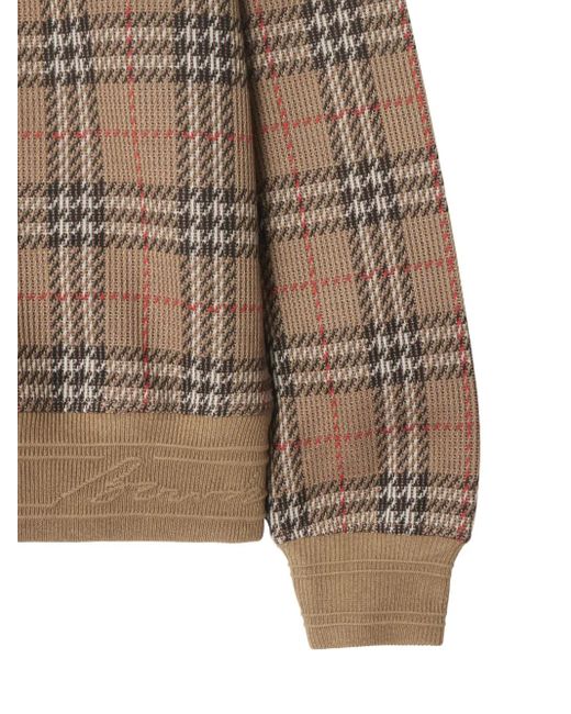 Maglione Con Motivo Vintage Check di Burberry in Brown da Uomo