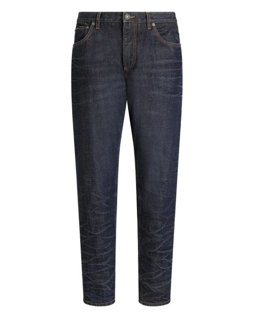 メンズ Dolce & Gabbana ロゴプレート ジーンズ Blue