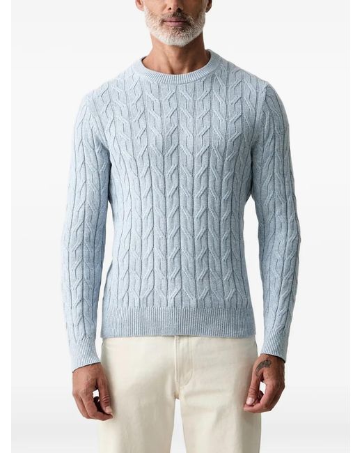 Hackett Blue Cable-Knit Crew Neck Sweater for men