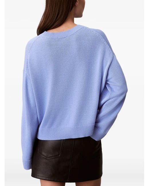 Calvin Klein Blue Ribbed-Trim Sweater