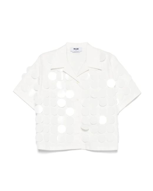 MSGM White Sequin-Embellished Shirt