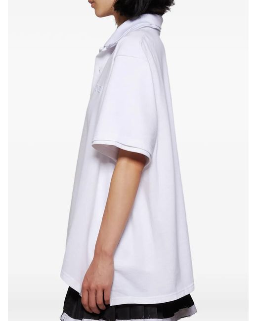 Natasha Zinko White Logo-Embroidered Polo Top