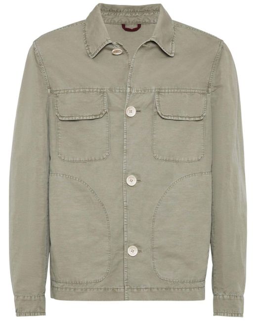Brunello Cucinelli Gray Spread-collar Button-up Shirt Jacket for men