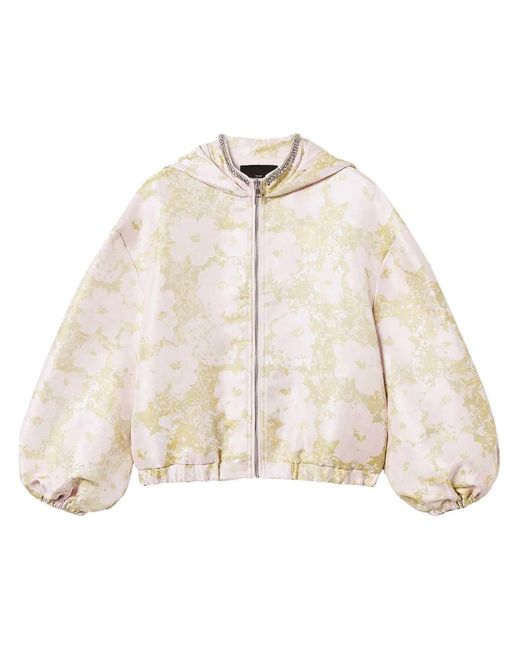 Twinset Natural Embroidered Jacquard Bomber Jacket