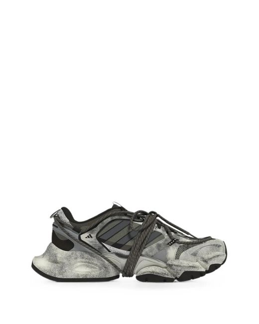 Adidas Gray Xlg Runner Deluxe 2.0 Panelled Distressed Sneakers