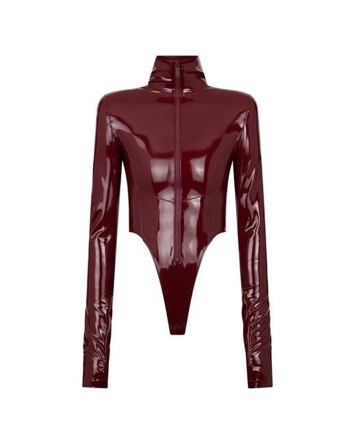 DSquared² Red Patent-Finish Zip-Front Bodie