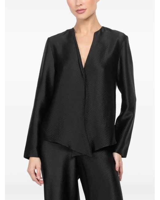 Peter Cohen Black V-Neck Long-Sleeve Blouse