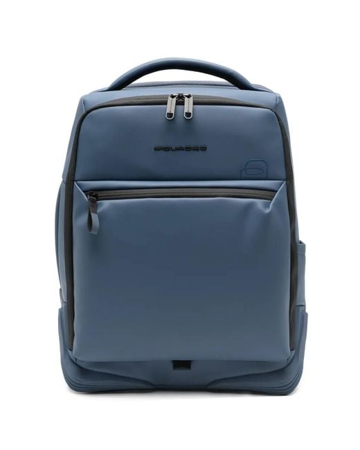 Piquadro Blue Logo-Appliqué Backpack for men