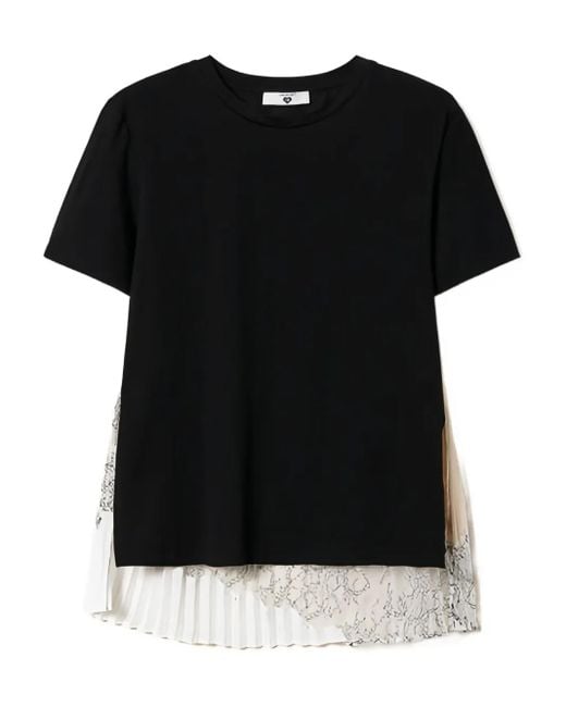 T-Shirt Plissettata di Twinset in Black