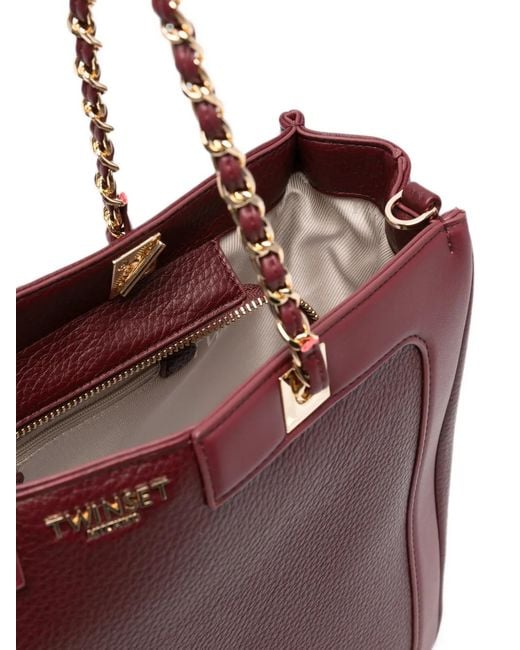 Twinset Purple Logo-Detail Chain-Link Shoulder Bag