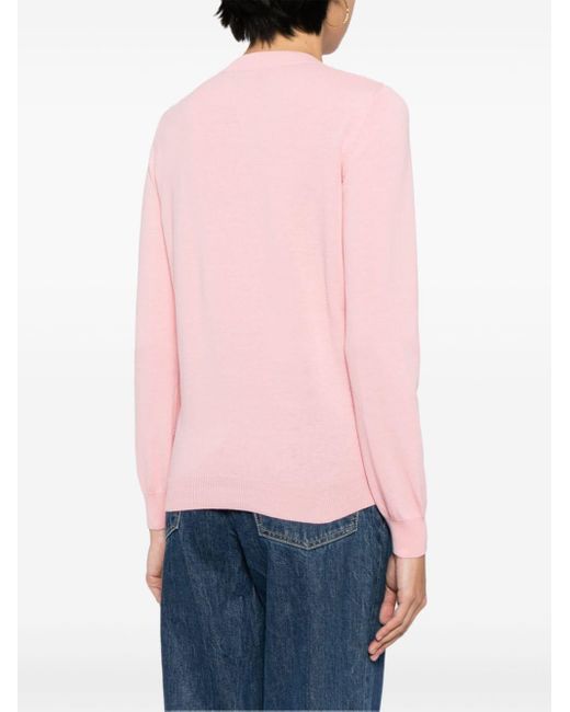A.P.C. Pink Logo-embroidered Cotton Cardigan