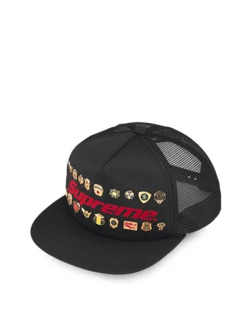 Supreme Black Pin-Embellished Five-Panel Cap Hat for men