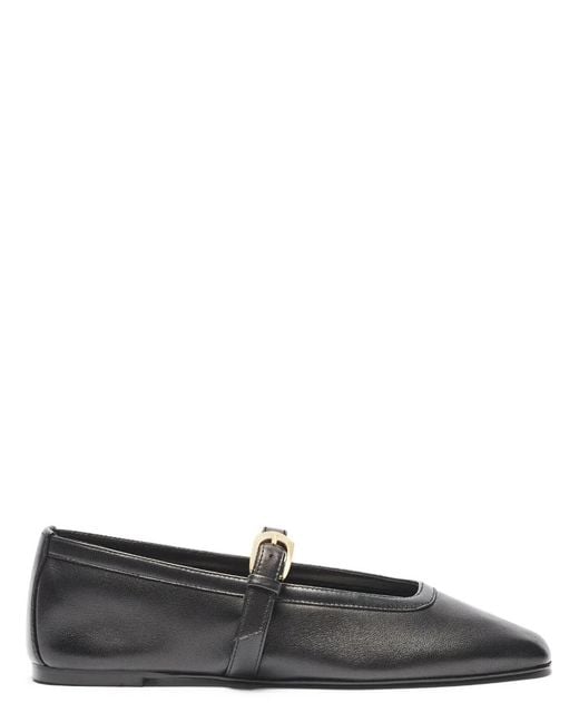 Stuart Weitzman Black Sai Buckle-Detail Ballet Flats