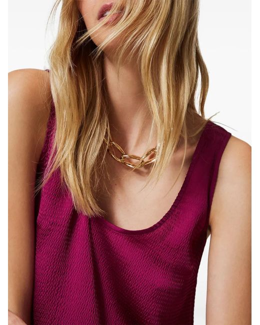 Twinset Hammered-Effect Satin Tank Top