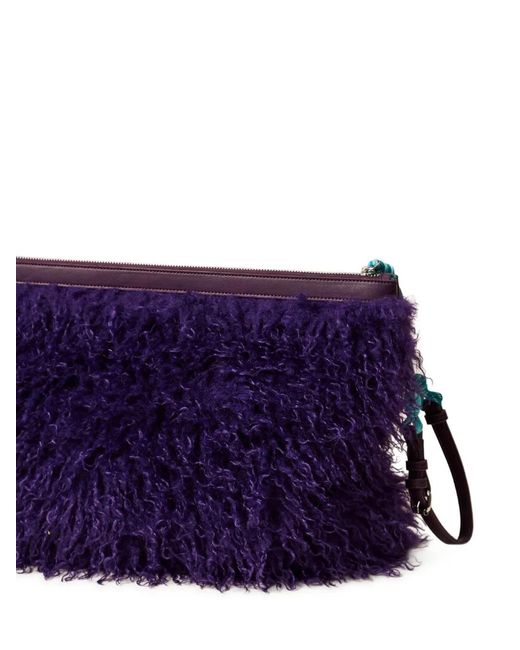 Twinset Purple X Myfo Maxi Faux-Fur Clutch Bag