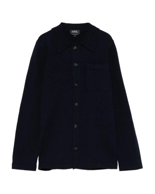 A.P.C. Blue Buttoned Wool Jacket
