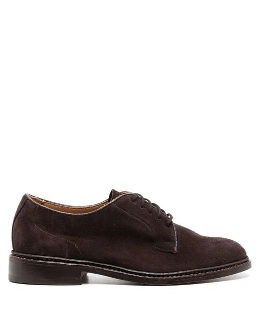 Tricker's Brown Almond-Toe Lace-Up Oxford Shoes for men