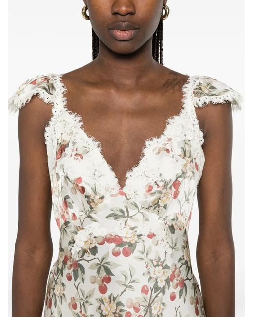Doen White Fiona Floral-Print Midi Dress