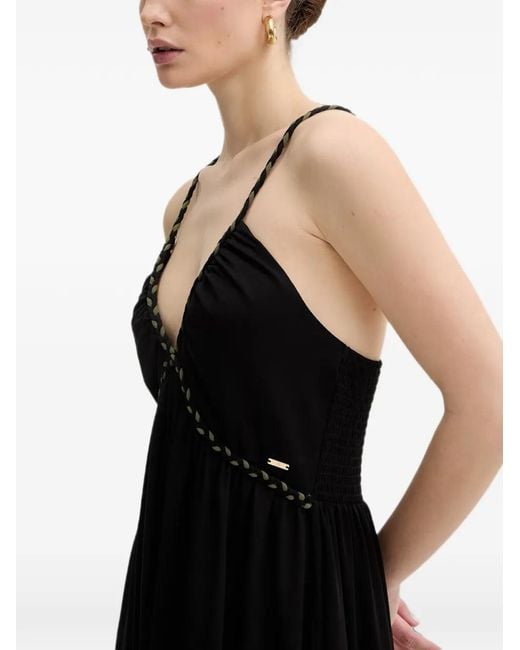 Fracomina Black V-Neck Midi Dress