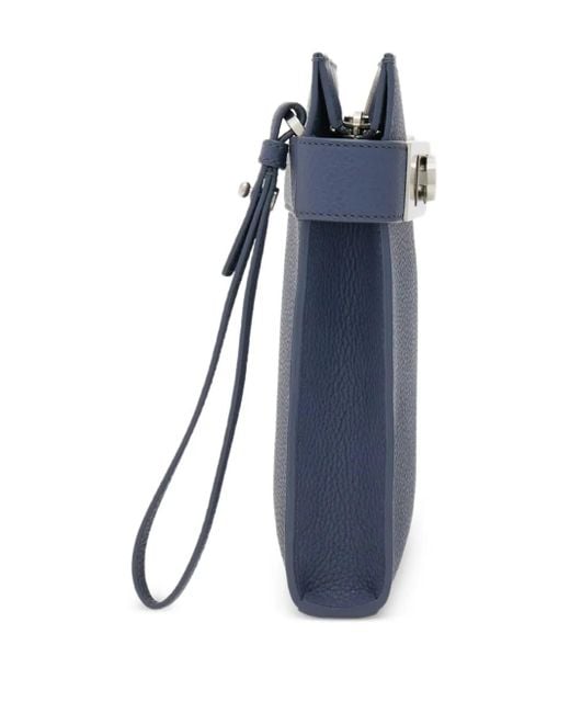 Bolso de mano de piel con hebilla Gancini Ferragamo de hombre de color Blue
