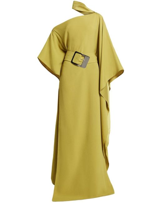 ‎Taller Marmo Yellow Belted Asymmetric Gown