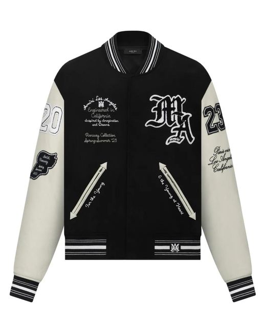 Amiri Black Logo Patch Varsity Bomber Jacket for men