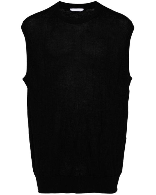 Helmut Lang Black Intarsia-knit Crew-neck Vest