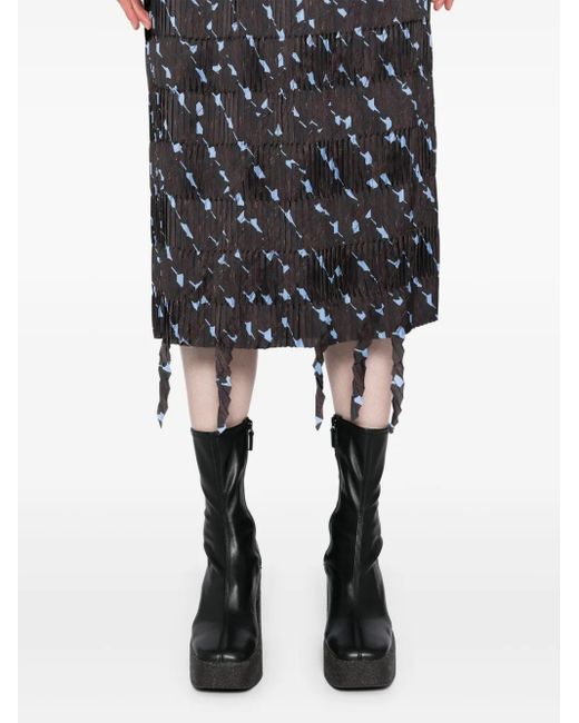JNBY Black Fringed-edge Midi Skirt