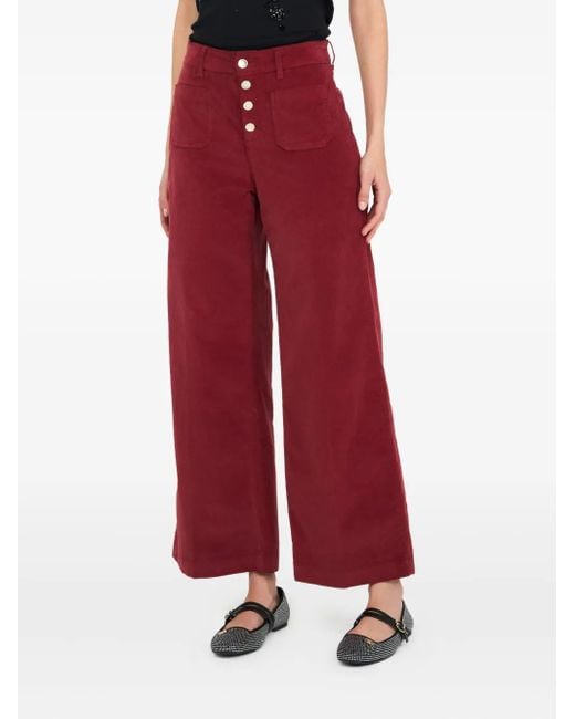 Liu Jo Button-Fastening Patch-Pocket Flared Trousers