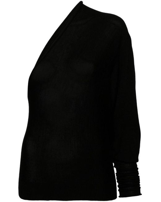 Rick Owens Black One-sleeve Knit Wool Top