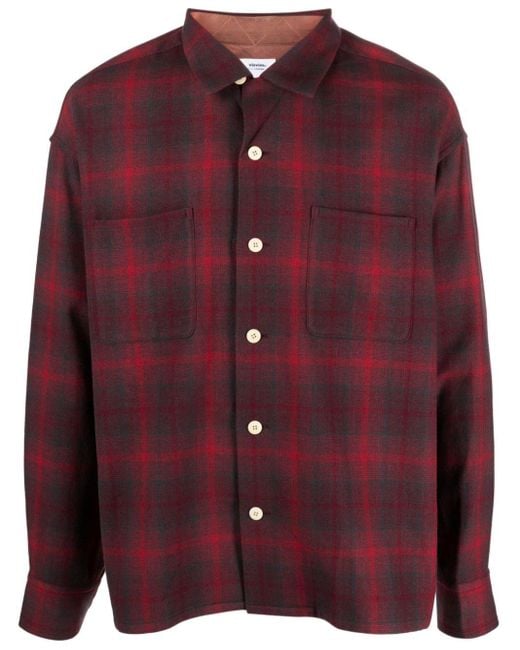 Visvim Red Oc Palmer Checked Wool-blend Shirt for men