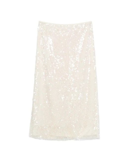 IVORY PARIS White Sequin-Embellished Midi Skirt
