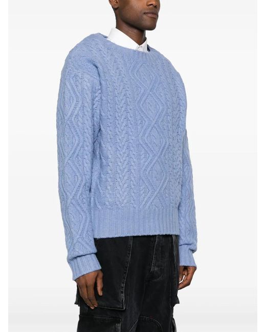 Martine Rose Blue Cable-Knit Merino Jumper