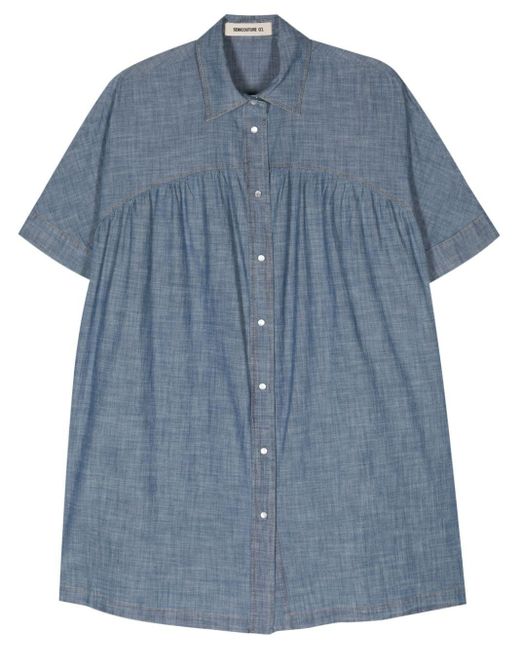 Semicouture Blue Chambray Flared Minidres