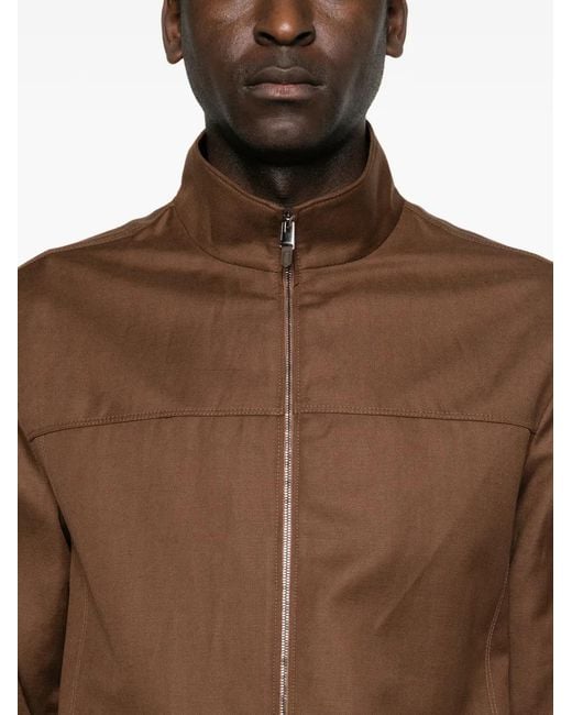 Canali Brown Zip-Up Shirt Jacket for men