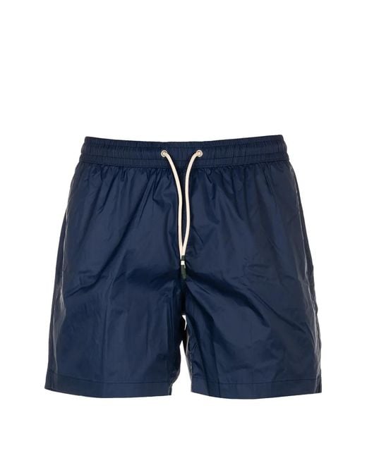 Hartford Blue Drawstring Straight-Hem Swim Shorts for men