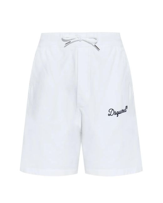 DSquared² White Signature Relax Fit Shorts for men