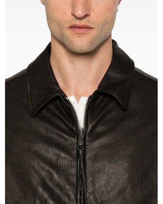 Giorgio Brato Black Grained-Leather Jacket for men