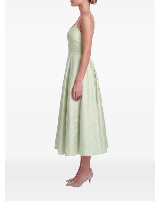POST MERIDIEM Green Jacquard-Patterned Corset-Style Midi Dress